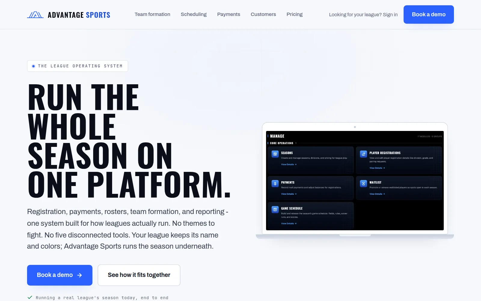 The Advantage Sports marketing site at joinadvantagesports.com